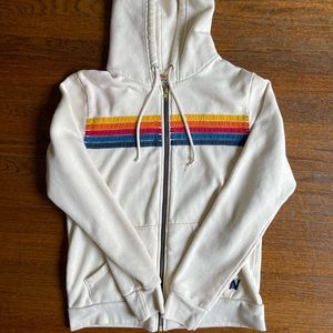 Aviator Nation White 5 striped hoodie